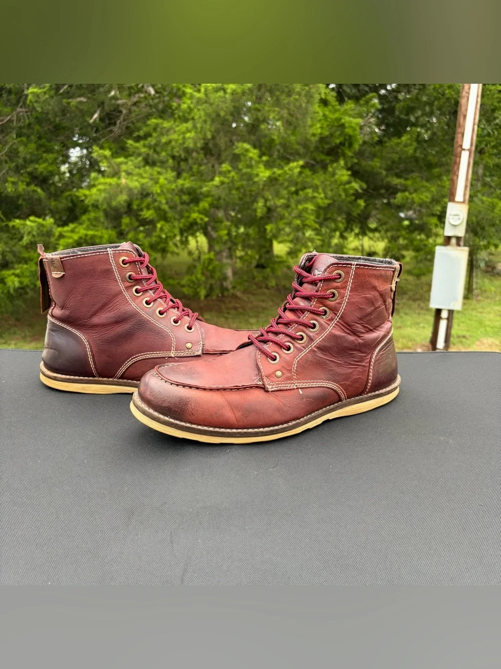 Crevo Leather Buck chukka boots tan oxblood Sz 12